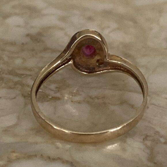 10K Yellow Gold European Made Genuine Ruby & Diamond Ring - Picture 8 of 10